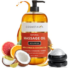 Natrliches, nhrendes Massagel mit Massagerollerball Therapeutische Zitrus- und Kokosnuss-Massagele mit verjngenden, feuchtigkeitsspendenden un