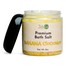 360Feel Banana Coconut Bath Salt - Esfoliante corporal rejuvenescedor - Banho de imerso para pele sensvel, oleosa, seca e normal - Frmula de g