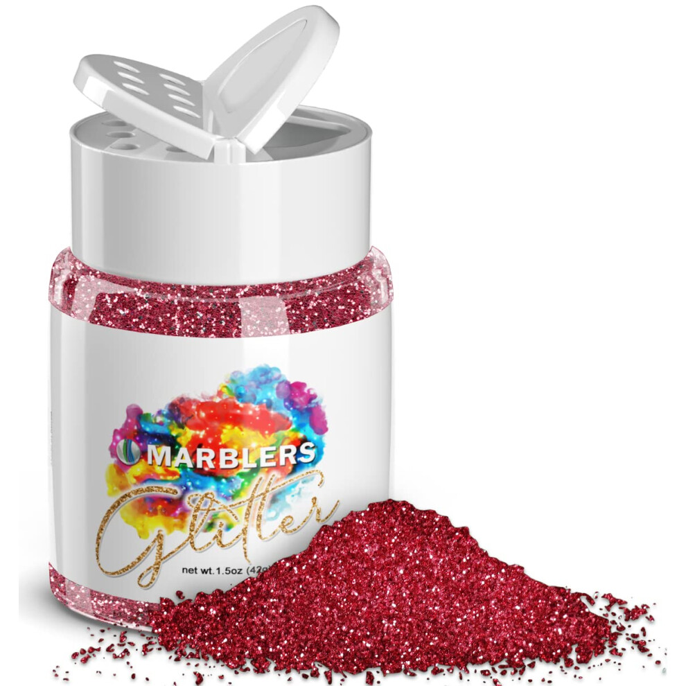 Marblers Pink Twinkle Glitter [Crimson ] 1.5Oz (42G) | Fine | Non-Toxic Vegan Cruelty-Free | Face Body Eyeshadow Hair Festival Party Makeup