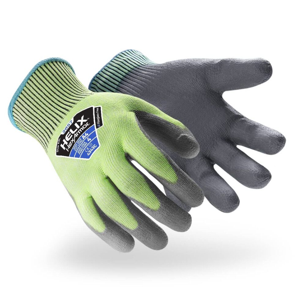 Photos - Safety Equipment HexArmor Cut-Resistant Abrasion-Resistant Polyurethane Palm Knit Work Gloves | Helix 2057 | Medium 2057-M (8)
