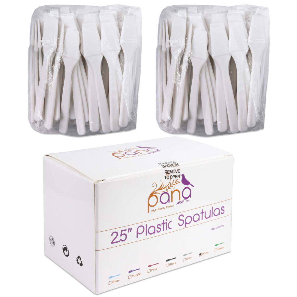 Pana Cream/White 200Pcs Cosmetic Make Up Disposable Plastic 2.5"""" Spatulas Skin Care Facial Mask Spatula (-200 Pieces In A Box)