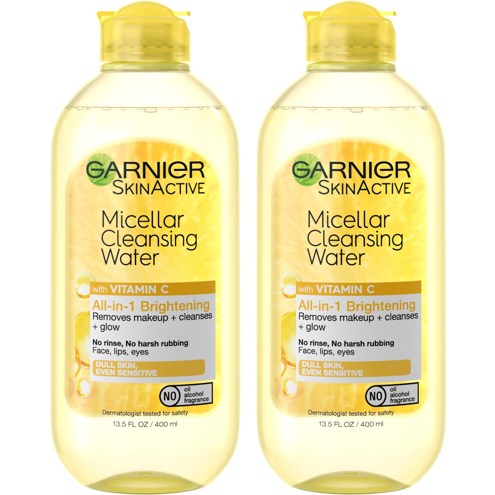 Garnier Micellar Water With Vitamin C Facial Cleanser & Makeup Remover Brightening & Hydrating For All Skin Types Vegan Cruelty Free 13.5 F