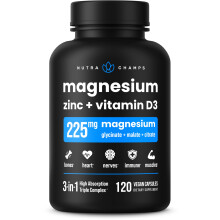 NutraChamps, Magnesium, Zink & Vitamin D3, 120 Veggie-Kapseln