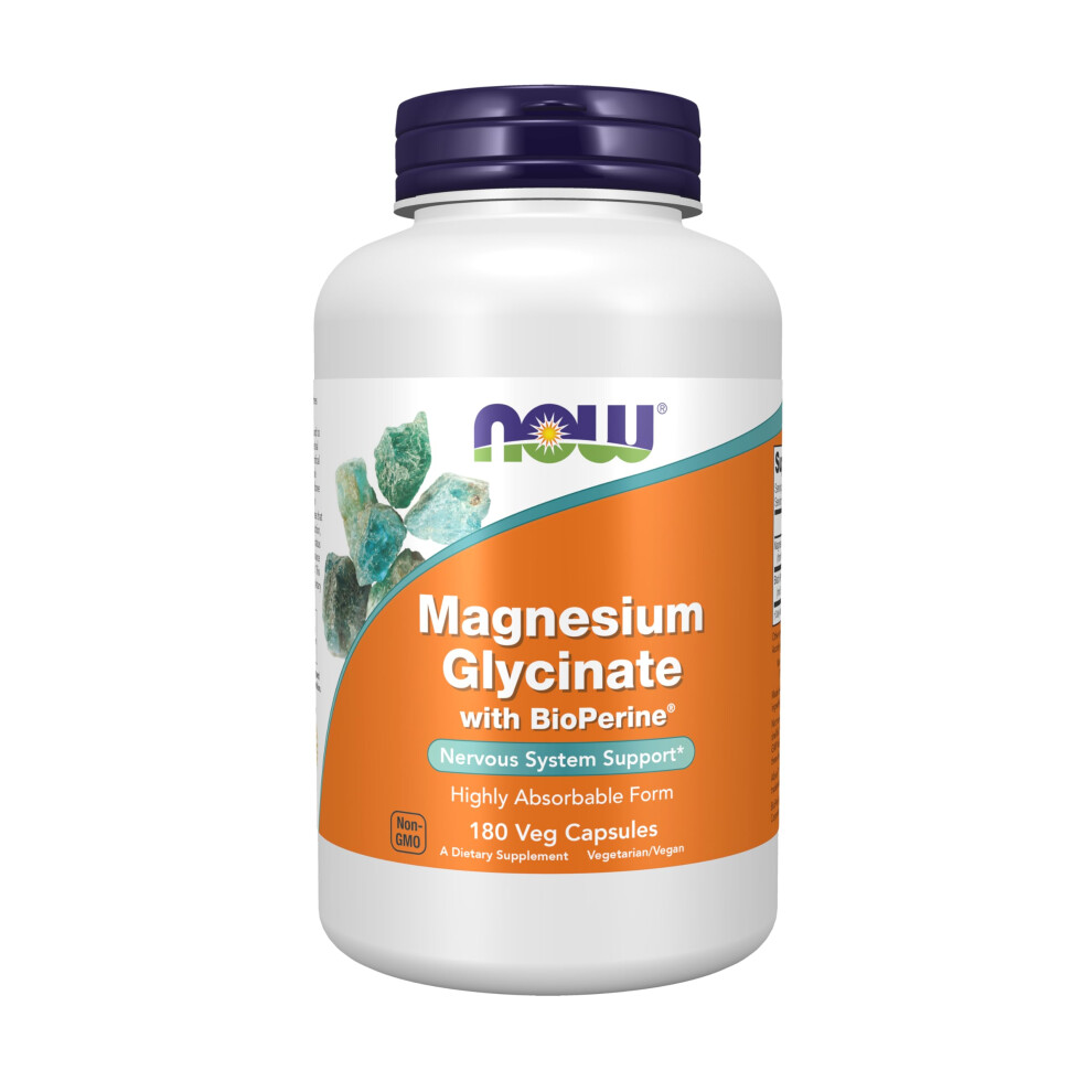 Now Foods Now Supplements Magnesium Glycinate With Bioperine 180 Veg Capsules