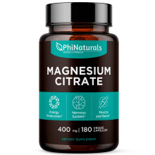 Magnesiumcitrat-Pulverkapseln 400 mg 180 Stck vegetarische Kapseln Nahrungsergnzungsmittel von PhiNaturals Untersttzung des Nervensystem