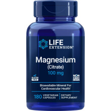 Life Extension Magnesiumcitrat 100 mg, 180 vegetarische Kapseln Natrliches Magnesiumprparat 100 mg Mineralstoff-Untersttzungskapseln Veg