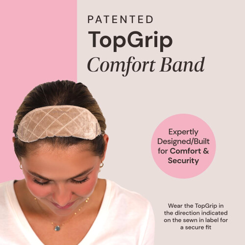MILANO COLLECTION TopGrip Comfort Band for Medium Base Toppers  Adjustable Translucent Strap  Side Openings to Secure Your Wig or Topper  Include 1