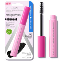 Almay Volume & Conditioning Mascara Hidratante durante todo o dia, desgaste 40 Blackest Black  prova d'gua 0,27 fl oz