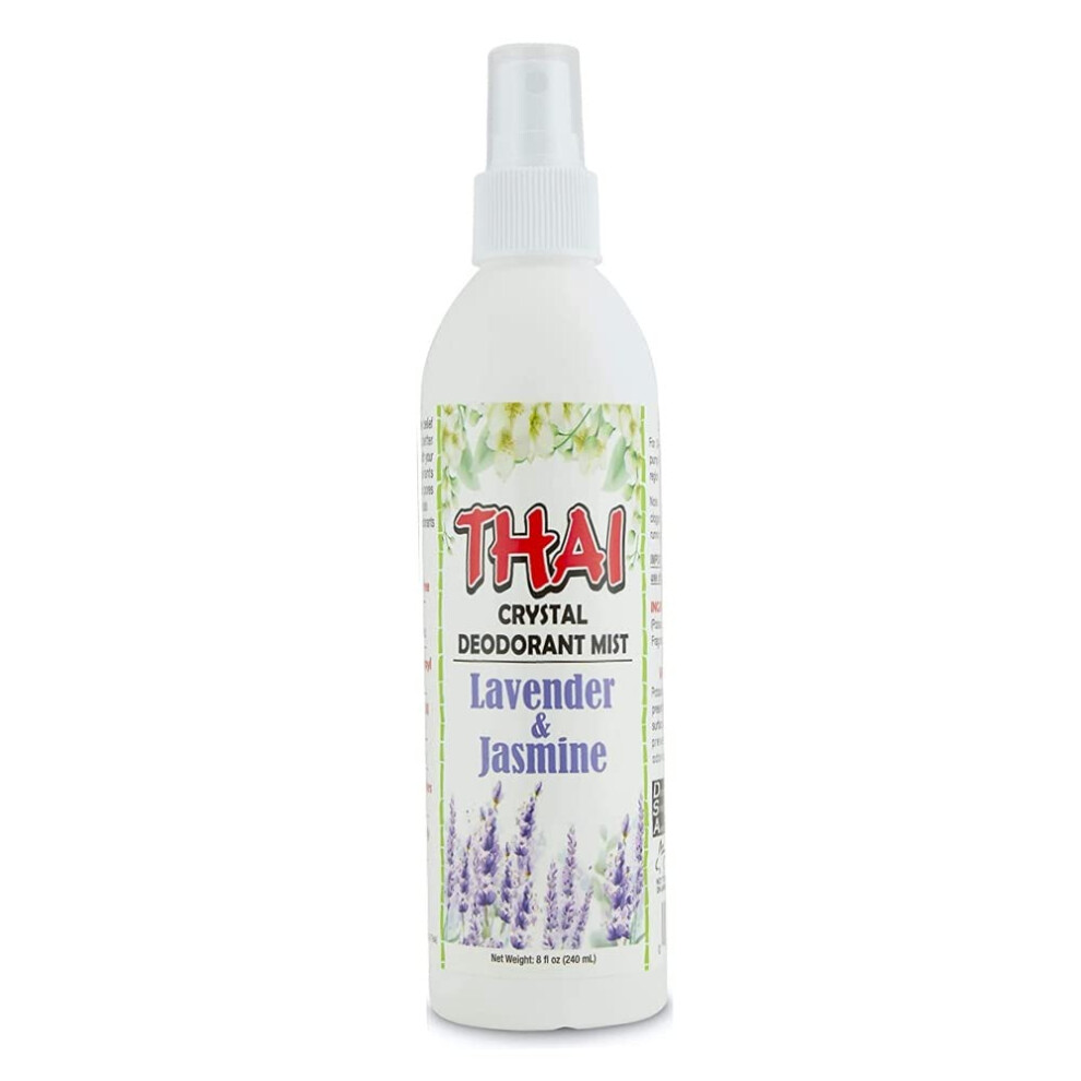 Thai Deodorant Stone Purple Crystal Mist Natural Deodorant Spray 8 Oz. Bundle (Lavender & Jasmine Single)