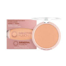 Mineral Fusion Pressed Powder Foundation Warm 4  Mittlere/braune Haut mit gelblichen Untertnen, Anti-Aging-Make-up-Grundierung mit mattem Finish, T
