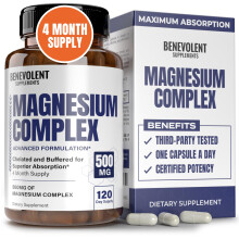 Complex de magn sium Suppl ment 4 mois de 500 mg 5 en 1 Magn sium bisglycinate oxyde taur ch late citrate max absorption magn sium s