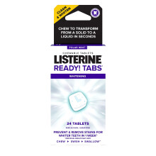 Listerine klar! Tabs Whitening tyggetabletter med Polar Mint-smag til at hjlpe med at bekmpe drlig nde Gr tnderne blidt hvid og drb drlig