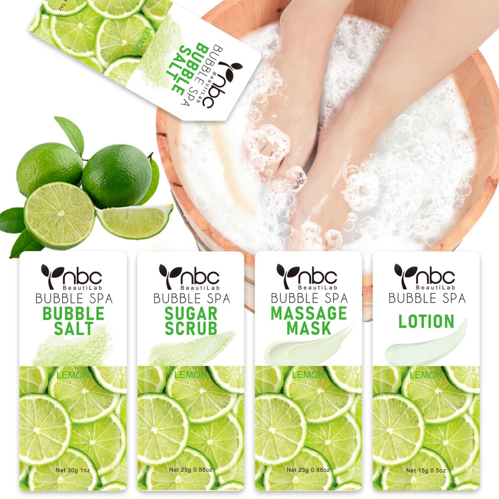 Nbc Beautilab Pedicure Kit Foot Soak Set: Bubble Salt Sugar Scrub Massage Mask Massage Lotion In A Box 4 Step Foot Spa Kit For Dry Feet Tired