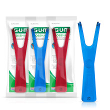 GUM Flossmate Genanvendeligt tandtr?dsh?ndtag Milj?venlige tandtr?dsvalg til plakfjernelse og tandk?dssundhed 1 ct. (pakke med 3)