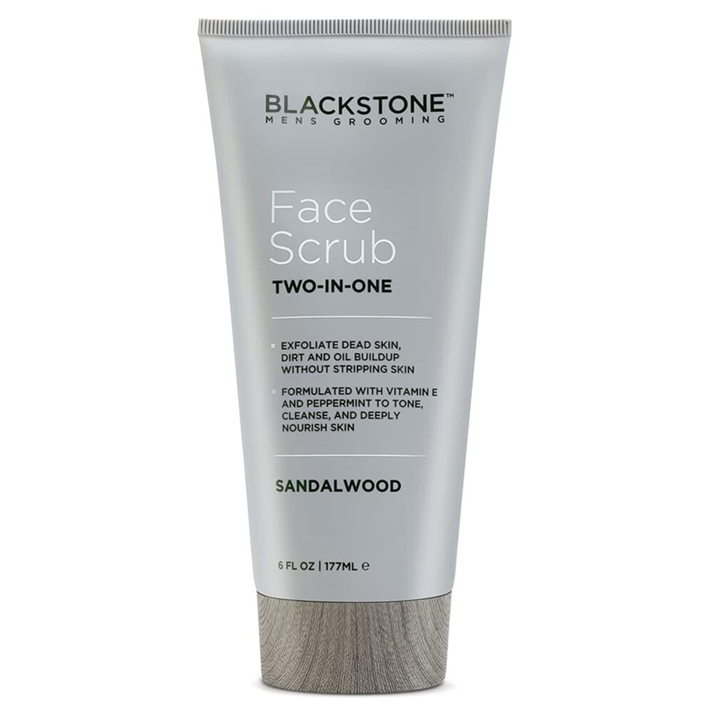 Blackstone Men's Gro Blackstone Men's Grooming 2-In-1 Facial Scrub & Shave Gel With Vitamin E & Peppermint - Cleanse & Exfoliate | Hydrates Skin After Shaving | Parab