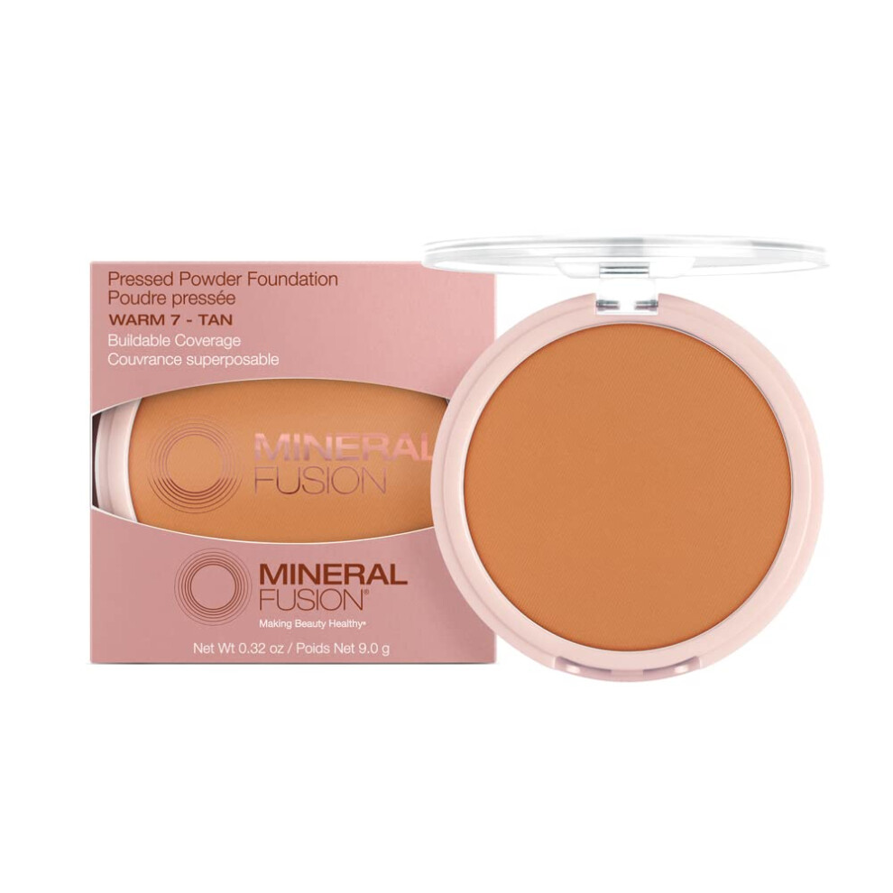 Mineral Fusion Pressed Powder Foundation Warm 7 Dunkelbraune Haut Mit Orangefarbenen Untert Nen. Anti-Aging-Foundation-Make-Up Mit Mattem Finis-image