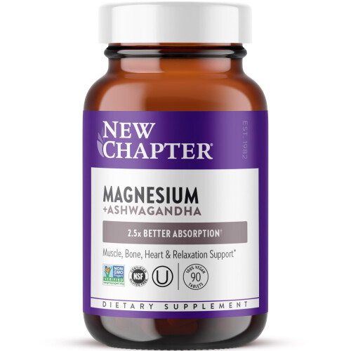 New Chapter, Magnesium + Ashwagandha, 90 Vegane Tabletten