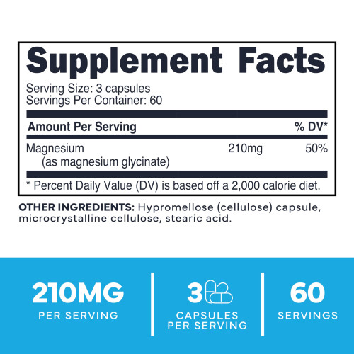 TypeZero, Clean, Magnesiumglycinat, 210 mg, 180 Kapseln (70 mg pro Kapsel) 1