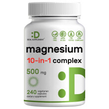 Magnesiumkomplex-Ergnzung 500 mg, 240 vegetarische Kapseln 10 in 1 Glycinatcitratmalat und mehr Chelatmineralien fr Muskel- und Gelenkges