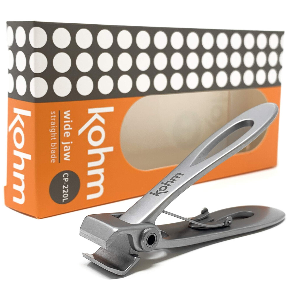 Kohm Silver Nail Clippers For Thick Nails - Heavy Duty Wide Mouth Professional Fingernail And Toenail Clippers For Men Women & Seniors