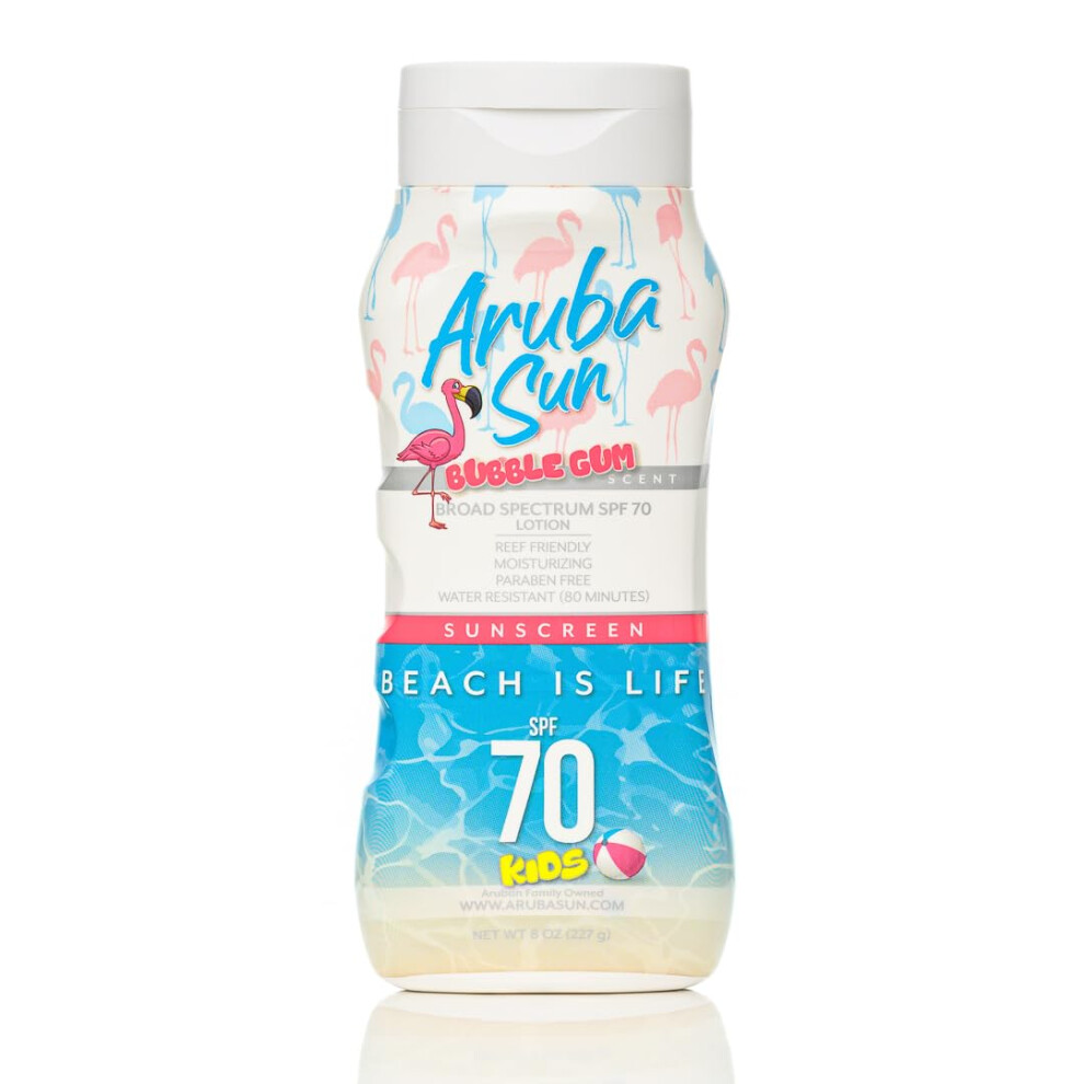 Aruba Sun Kids Spf 70 Lotion De Crme Solaire Avec Parfum De Gomme Bulles | Aruba Reef Act Conforme N 67 Octtinoxate & Oxybenzone Libre | Non-image