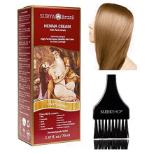 Surya Brasil All Natural HENNA Hair Color CREAM Plant Extracts Semi-Permanent for Grey Coverage (with Brush) Brazil (LIGHT BLONDE)