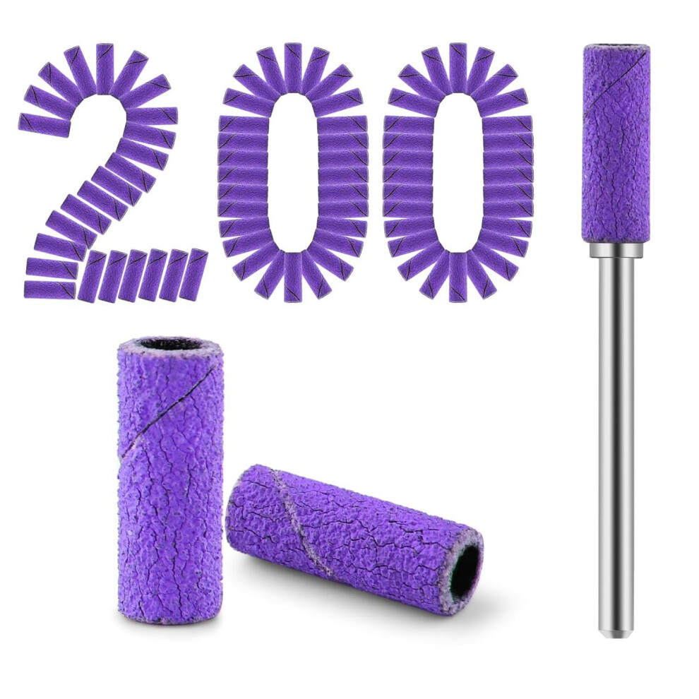 Cellentool 200 Pcs Nail Drill Bits Small Sanding Bands With 3.1Mm Mandrel Bit, Mini Sanding Bands Nail File For Acrylic Gel Manicures And Pedicure (Pu