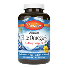 Carlson - Elite Omega-3 Gems, 1600 mg Omega-3 Vetzuren, EPA en DHA, Noorse Visolie