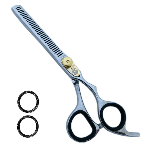 Zeepk 6"""" Polegadas Tesoura de desbaste/texturizao para salo de barbeiro profissional - Anel triplo Comfort Grip com tenso ajustvel e inser