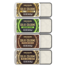 Viking Revolution 4 Pack Mens Köln - 0,5 unssia kiinteä hajuvesi ja maustettu vanilja Sweet Tobacco Majestic Oud Bergamot - Travel Wax Balm Köln