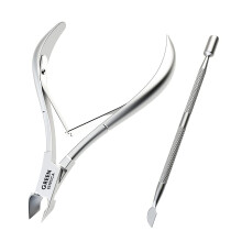 Professional Cuticle Trimmer with Cuticle Pusher Nail Cuticle Nipper Silver Stainless Steel Sharp Blades Manicure Tools with Double Spring Nail C