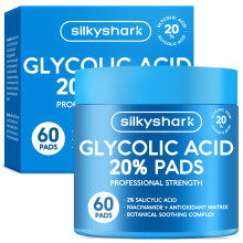 SilkyShark Glycolic Acid 20% platki resurfacingowe (60 szt.) 20% ultraczysty kwas glikolowy + 2% kwas salicylowy Zluszczajace platki peelingujace