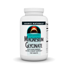 Source Naturals Glycinato de magnesio para la energa tranquila hueso y soporte cardaco* 200 mg por porcin - 180 tabletas
