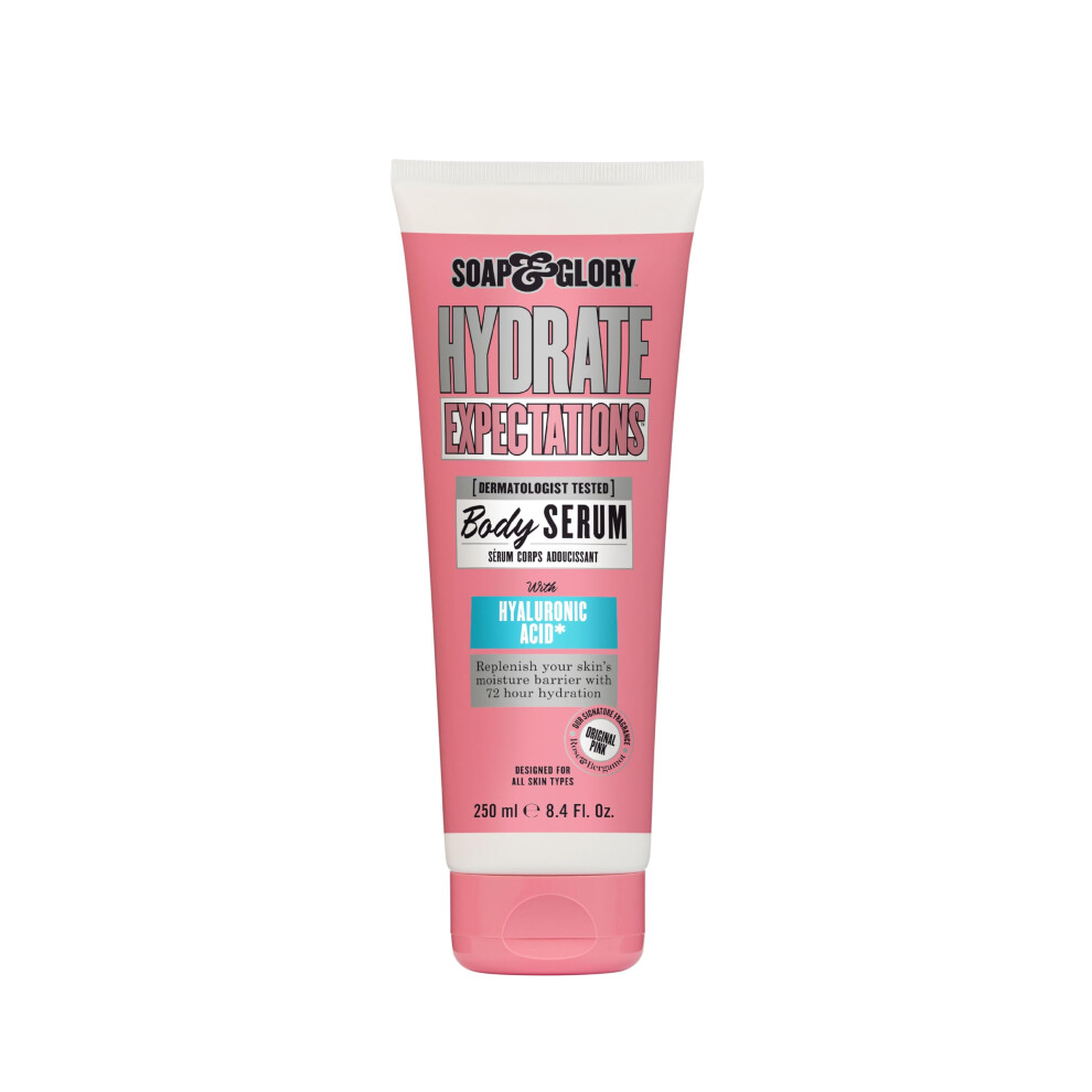 Soap & Glory Hydrate Expectations Body Serum - Thirst Quenching Hyaluronic Acid - Full-Coverage  Lightweight  Fast Absorbing Vegan Moisturizing B