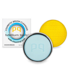 Bdellium Tools Kosmetik-Pinselreiniger (feste Pinselseife) mit Reinigungspad  Meeresbrise-Duft (blau)
