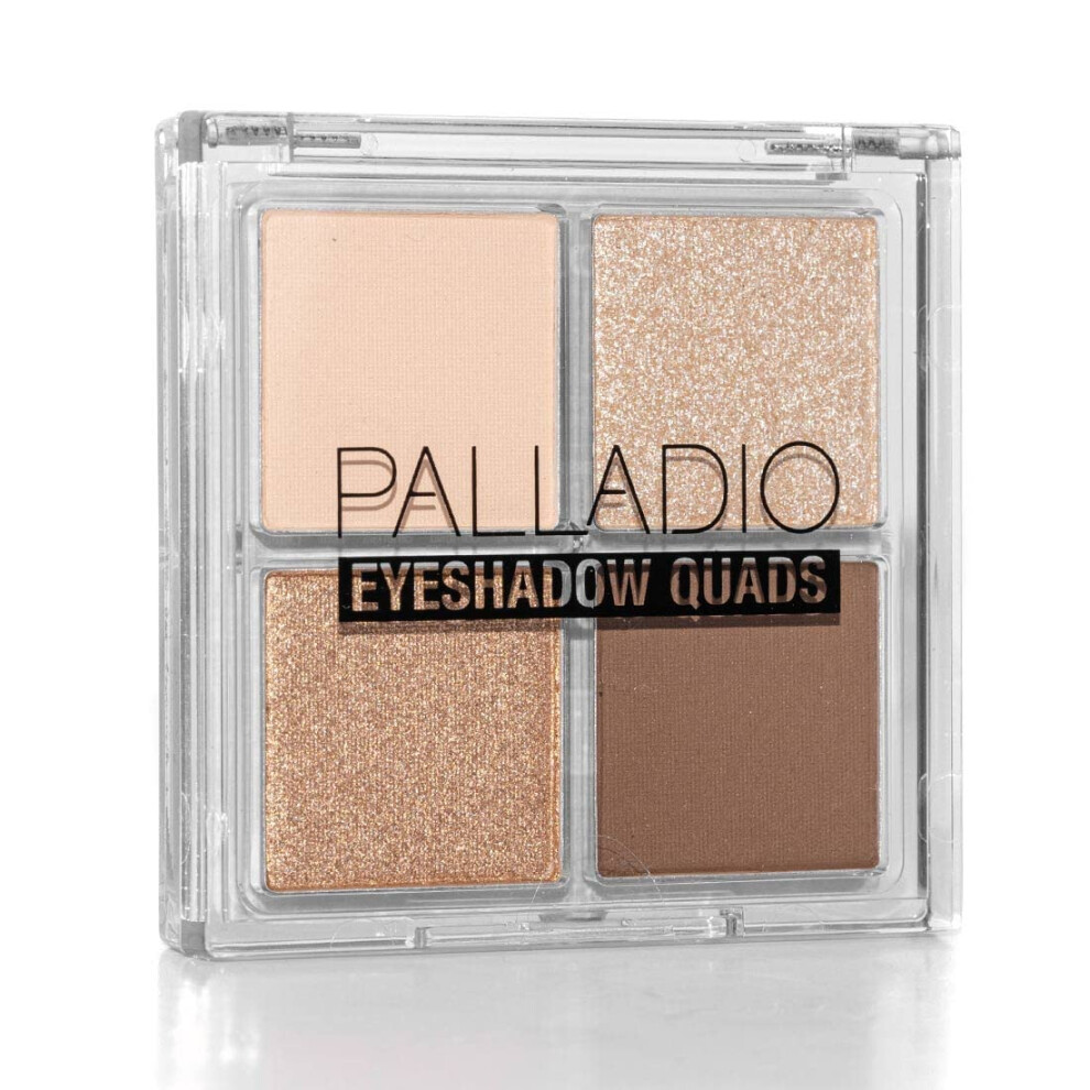 Palladio Eyeshadow Quads  Velvety Pigmented Blendable Matte  Metallic & Shimmer Finishes  Creamy Formula  Four Way Quad Eye Shadow Palette  Talc--image-OPC-PHXRDZ6-NEW