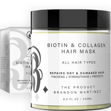 B El producto Biotina y la mscara para el cabello de colgeno hidrolizado para cabello seco y daado con aceite de aguacate de aloe vera vitamina E