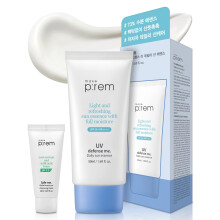 MAKEPREM UVA UVB Defense Me Daily Sun Essence VEGAN Makeup Solcreme Gel SPF 50+ PA++++ 1,69 Fl Oz Reef-Safe Moisture Sunblock Strk UV Blue Ray B