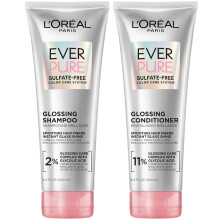 L'Oreal Paris Glossing Sulfaatvrije Shampoo en Conditioner Set met Glycolzuur, Haarverzorging voor Glans