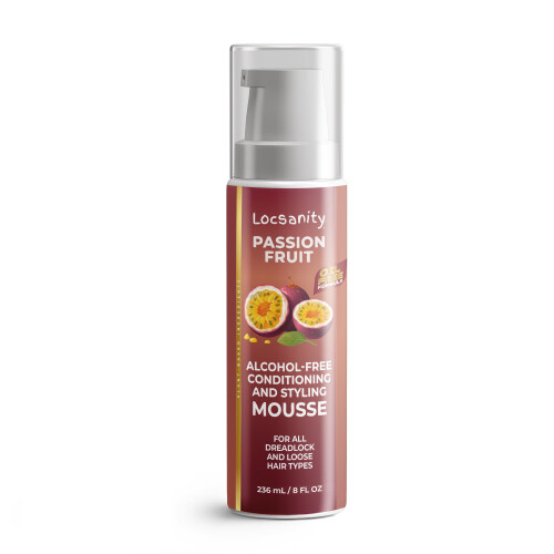Locsanity Mousse de condicionamento e estilo sem lcool de maracuj Rolling Twisting Locking Mousse - Dreadlocks Locs Sisterlocks Braidlocs de ca 1