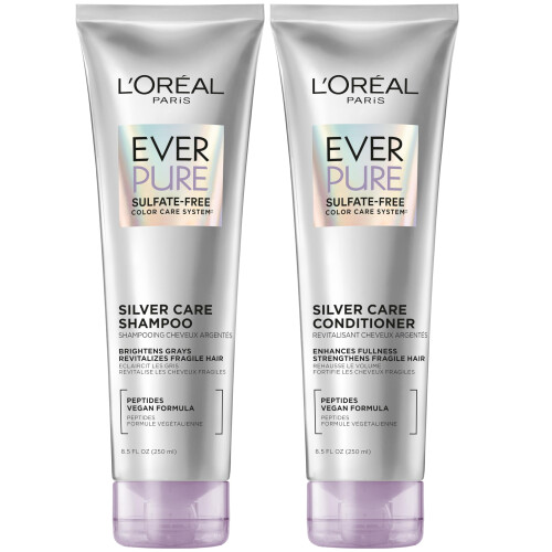 L’Oréal Paris L'Oréal Paris EverPure Silver Care Shampoo & Conditioner Set, Vegane Formel für graues Haar, 1 Kit