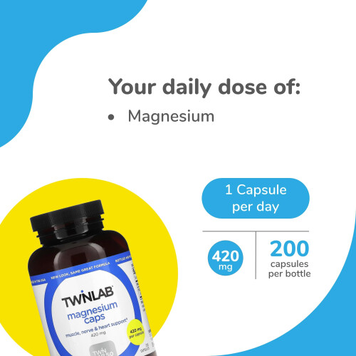Twinlab, Magnesium Kapseln, 420 mg, 200 Kapseln 2