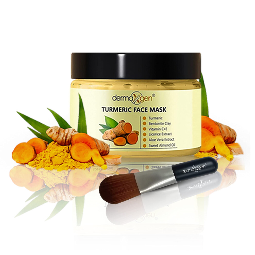 Dermaxgen Green Organic Turmeric Face Mask - Detox Clay For Clear Radiant Skin - Acne & Scars Reduction Healing Clay Pore Cleansing Facial Mask - Imp