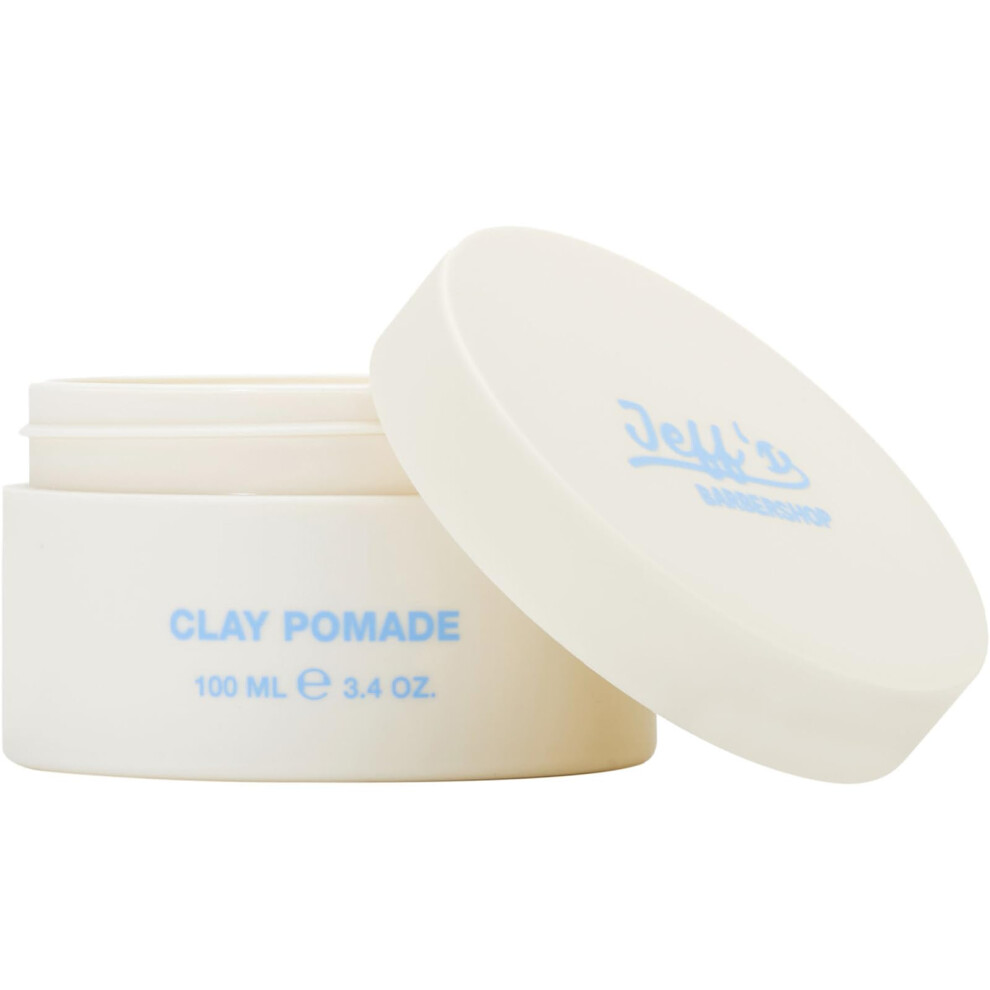 Jeff's Barbershop Clay Pomade, Sandalwood - Medium Hold, Matte Finish Hair Styling Cream Wax With Natural Beeswax & Castor Oil (3.4 Fl Oz/100Ml)