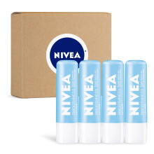 NIVEA Smoothness Lip Care Lippenbalsam LSF 15, minerallfreie Lippenfeuchtigkeitscreme mit Sheabutter, Jojobal und Avocadol, 0,17 Unzen, 4er-Packun