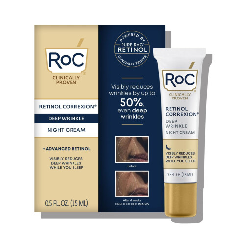 RoC Retinol Correxion Deep Wrinkle Anti-Aging Night Cream Daily Face Moisturizer with Shea Butter Glycolic Acid and Squalane Skin Care Treatme
