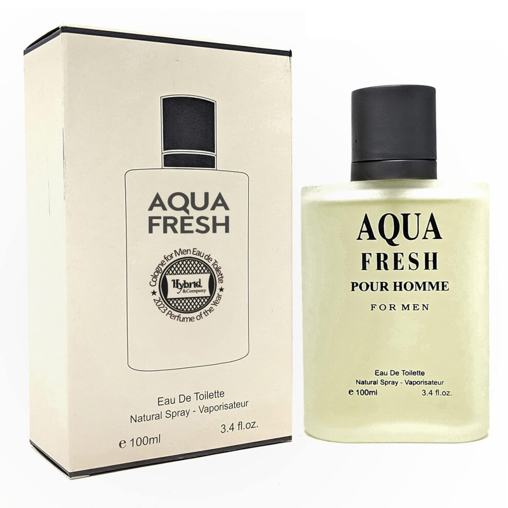 Hybrid & Company Blue Aqua Fresh Cologne For Men Eau De Toilette Natural Spray Masculine Scent 3.4 Fl Oz