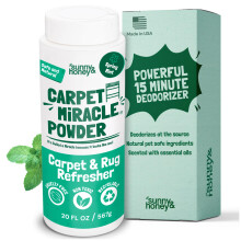 Sunny & Honey Carpet Miracle Powder - Kuivapesuaineen raikastaja ja hajunpoistojauhe lapsille ja lemmikkieläimille (Spring Mint) - Maton hajunpoistaj