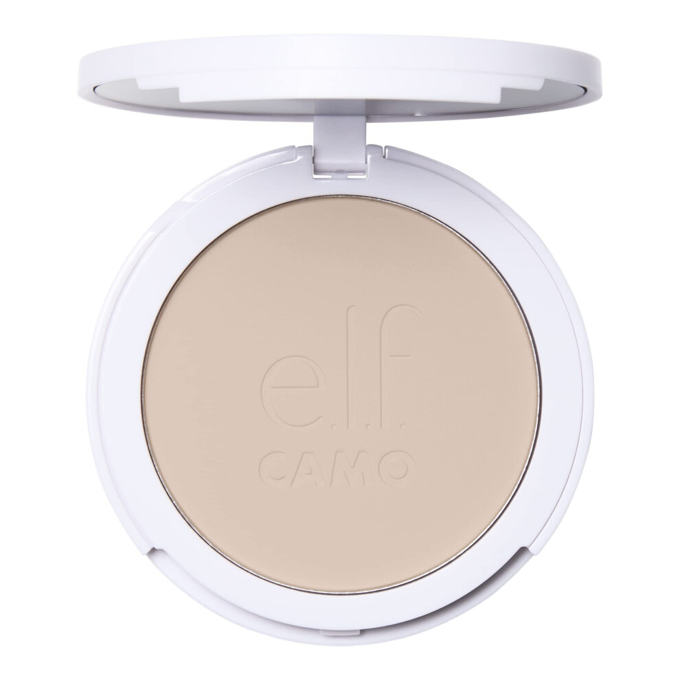 E.l.f. Camo Powder Foundation, Lightweight, Primer-Infused Buildable & Long-Lasting Medium-To-Full Coverage Foundation, Fair 100 W