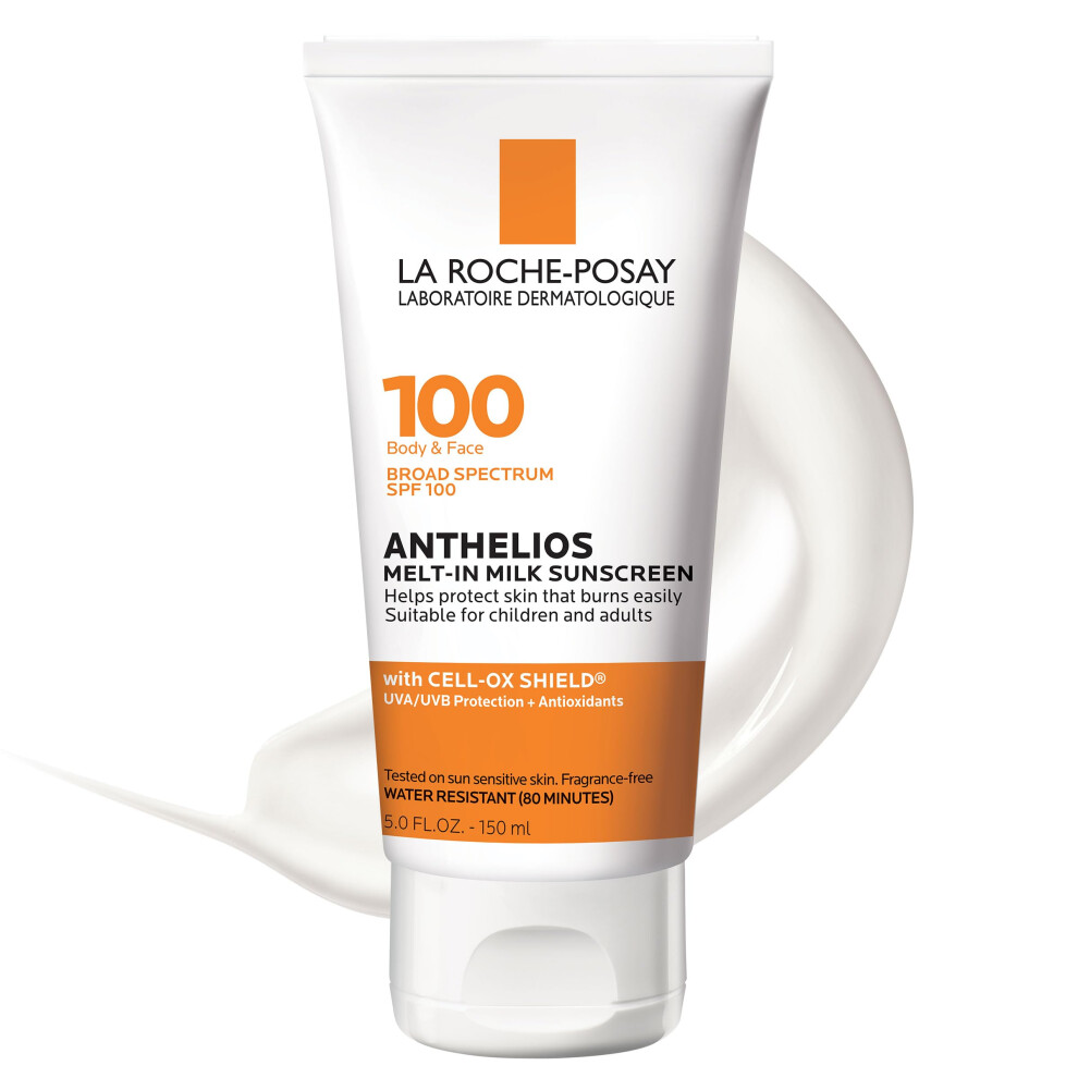 La Roche-Posay Anthelios Melt-In Milk Sunscreen SPF 100 | Sunscreen For Body & Face | Broad Spectrum SPF + Antioxidants | Oil Free Sunscreen Loti